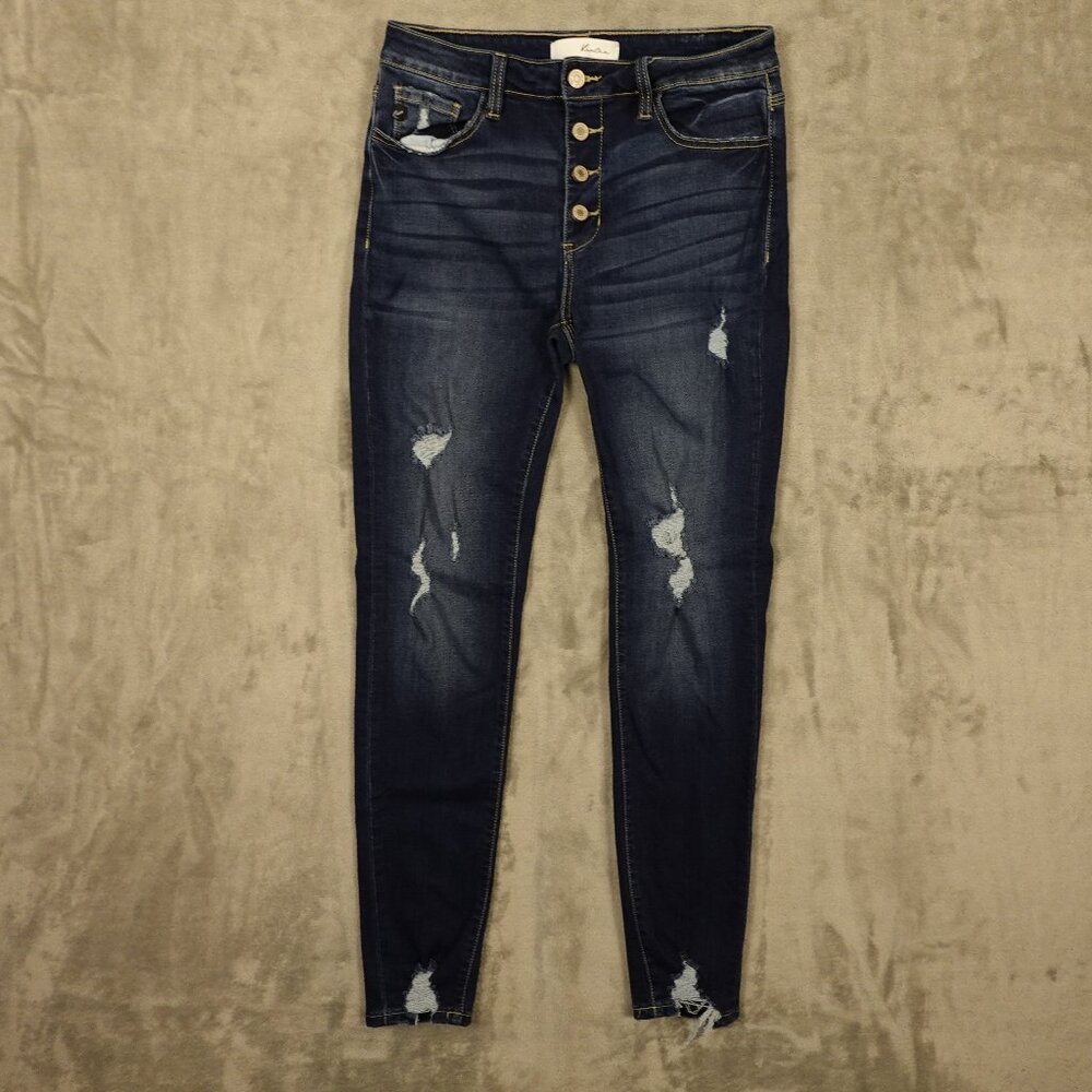 KanCan Distressed High Rise Skinny Jeans | Size 11/29 blue distressed